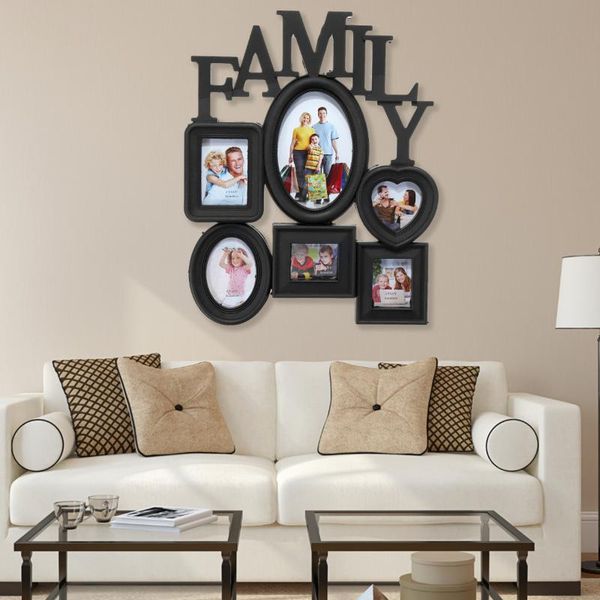 

frames and mouldings family po frame wall hanging 6 multi-sized pictures holder display home decor gift black 30x37cm back side with pull ta