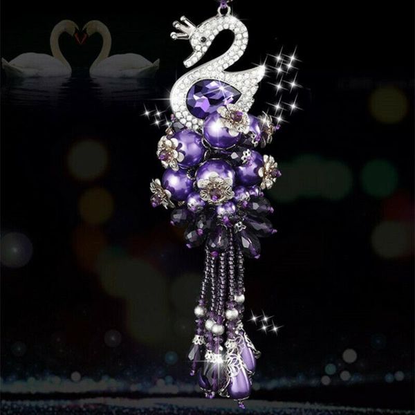 

interior decorations car pendant diamond purple swan rear view mirror charm hanging decor accessorie
