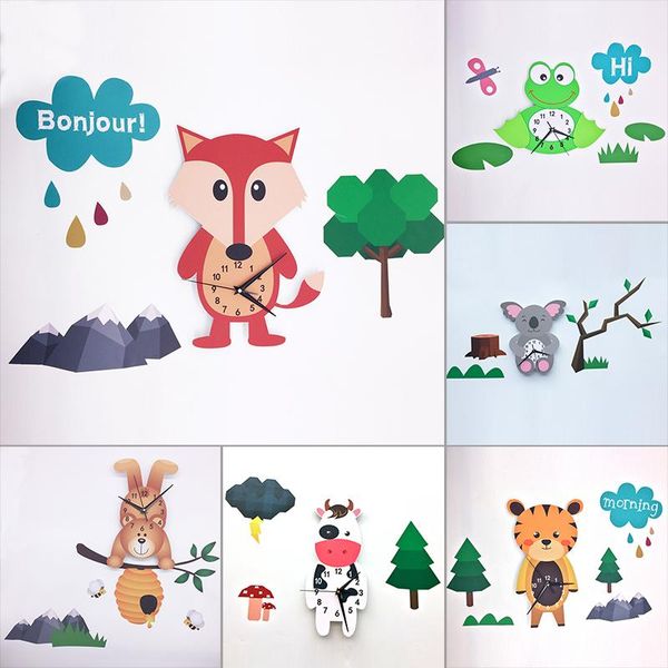 

34x21inch cartoon large wall clock modern design nixie swing silent big oclock bedroom kids for children room clocks