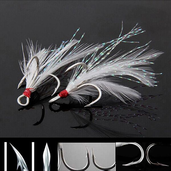 

10pcs/lot fish hook 1#-12# fishing with feather tackle high carbon steel hooks