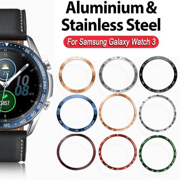 

watch bands for samsung galaxy 3 45mm 41mm bezel ring styling frame case cover protection stainless steel, Black;brown