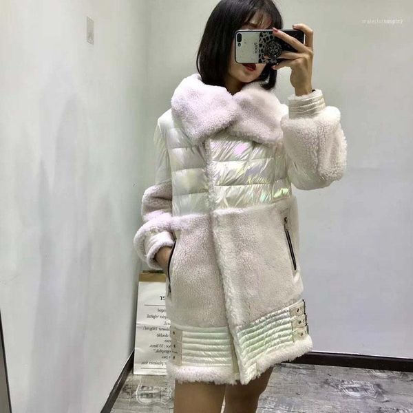 

women's down & parkas sheep fur coat long women winter 2021 fashion 90% white duck jacket turn-down collar thick warm parka pink coats1, Black