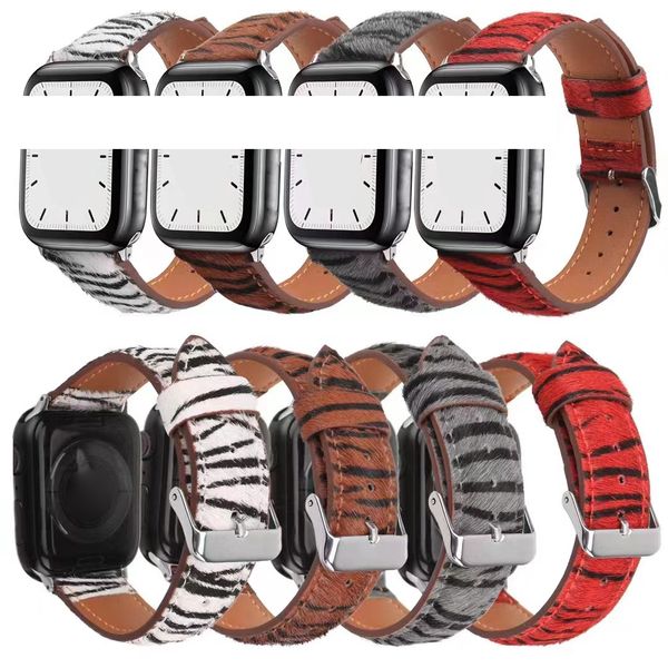 Zebra Baskı Deri Askı Apple Watch Band Için 45mm 41mm 42mm 44mm 38mm 40mm Moda Bilezik Lüks Watch Bands IWatch 7 6 5 4 3 SE Bileklik Akıllı Aksesuarları