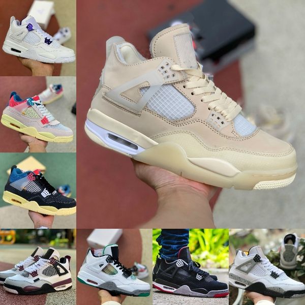 

4 4s basketball shoes men women new cream sail the white cement bred mushroom union la guava ice rasta bordeaux sports shoes