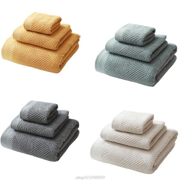 

towel 3pcs cotton bath solid color face towels jacquard absorbent quick dry washcloth bathroom shower beach o28 21 dropship