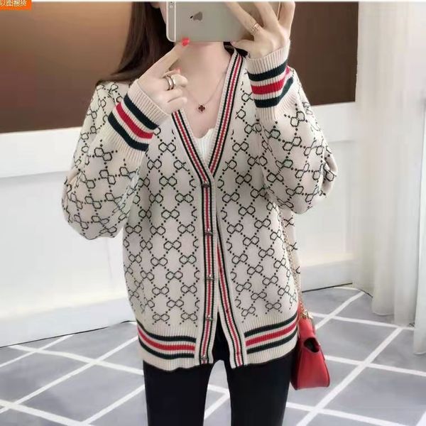 

womens sweater cardigan spring autumn new sweater coat korean loose student v-neck plaid sweaters female sueter winter clothes, White;black