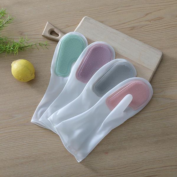 

disposable gloves multifunctional magic brush dishwashing rubber kitchen housework cleaning silicone waterproof