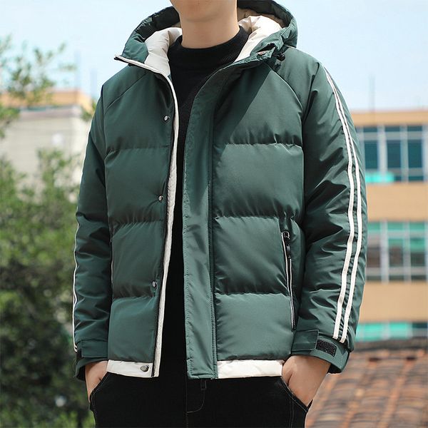 

2021 new down winter trend cloth men's solid color thickened casual coat cotton padded et, Black