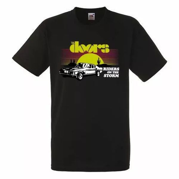 

the doors riders on the storm black mens t-shirt men rock band tee shirt, White;black