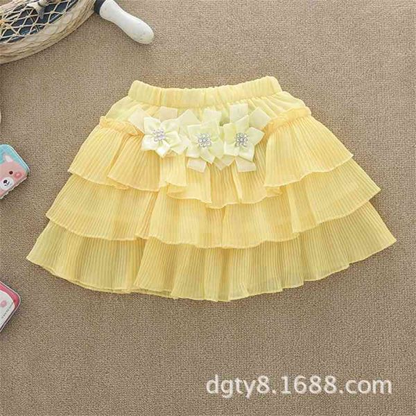 

children's chiffon lace dot children's skirt 2019, White