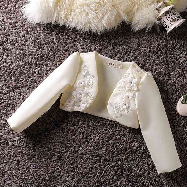 

baby girls bolero formal long sleeves 3d flower wedding party coat fashion girl clothes jacket, Blue;gray