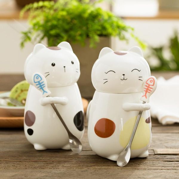 

cute 3d animal cat fashion ceramic water cup lovers creative large capacity mug with cover coffee juice milk mugs
