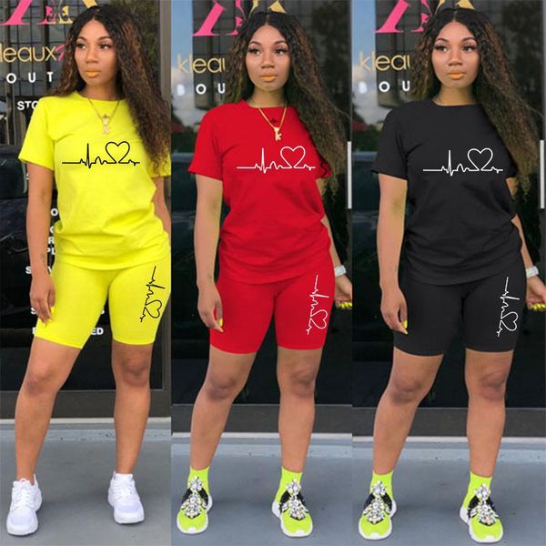 

women's tracksuits casual tracksuit women two piece set summer t-shirts and shorts sets solid color print short sleeve tees female suit, Gray