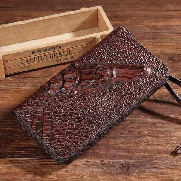 

wallet men's leather long business hand bag, Red;black