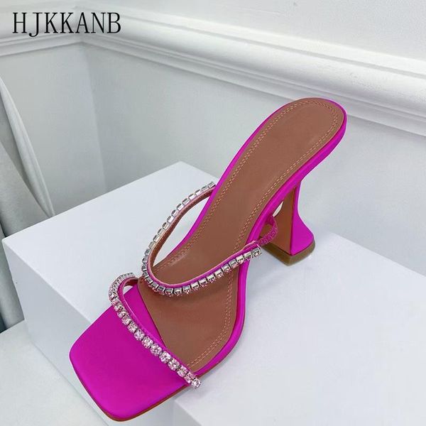 

sandals 2021 summer strange cup heel women crystal one strap open toe slippers shiny rhinestone party banquet dress shoes, Black