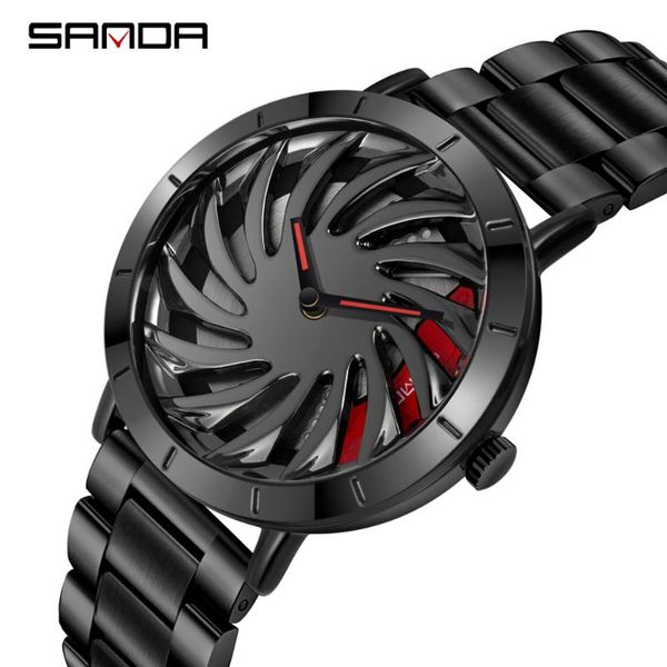 

wristwatches sanda luxury brand men watches military quartz watch wheel series dial fashion waterproof relogio masculino 1056, Slivery;brown