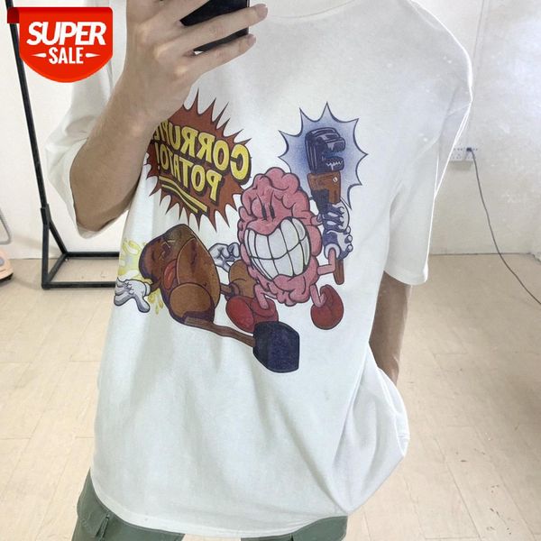 

men's t-shirts s round neck letter printed tees cotton loose white casual bottoming shirt for men and women short-sleeved, White;black