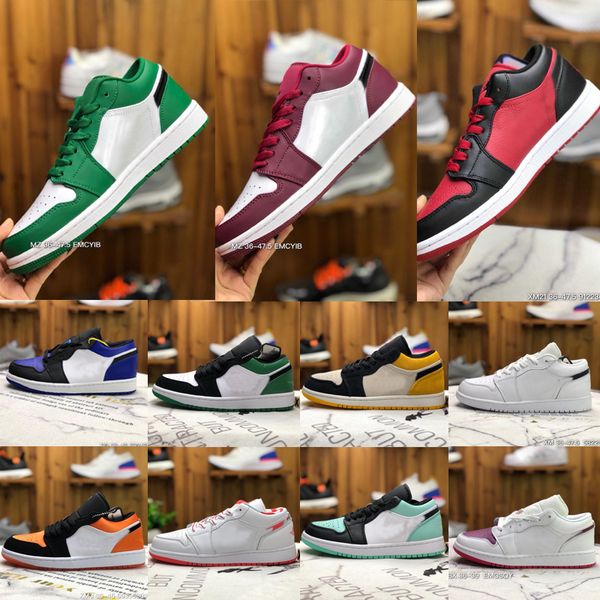 

women tag men 1 1s low basketball shoes unc paris sneakers jumpman game royal gym red banned grey black sail toe gs tri-color washed denim t