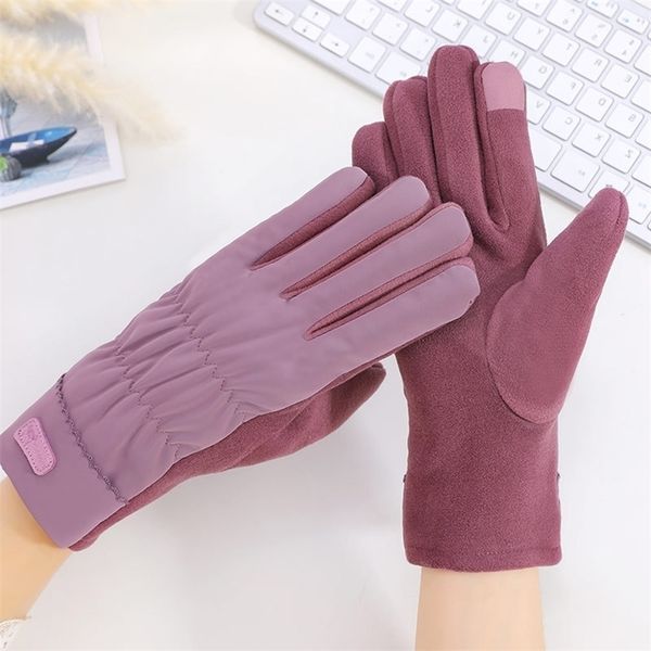 

winter new women's thickened gloves outdoor cold and wind proof cycling warm skiing ab in winter, Black