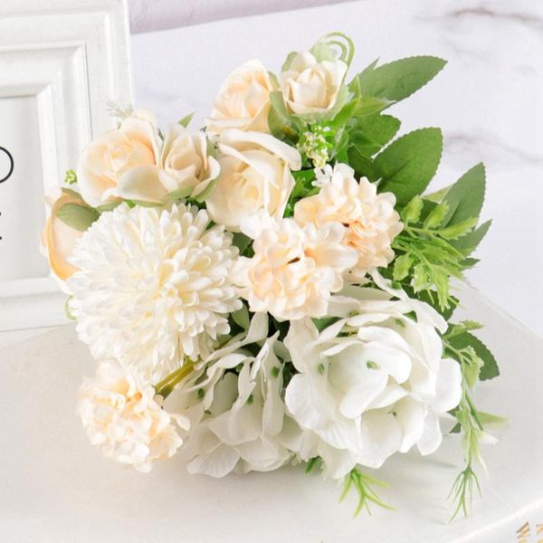 

decorative flowers & wreaths nordic artificial flower rose holding wedding bouquet silk for home party table decoration fall decorations fak