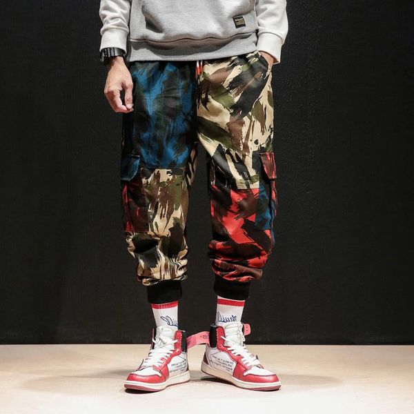 

men's pants hip hop camo men plus size 4xl 5xl camouflage ankle-length mens cargo military style cotton trousers j0394, Black