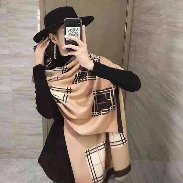 

scarves scarf female imitation 2022 plaid stripe jacquard shawl autumn winter warm cashmere scarf, Blue;gray