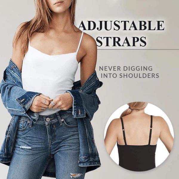 

women's tanks & camis women vest tank summer shirt solid camisole with built in bra neck padded slim fit, White