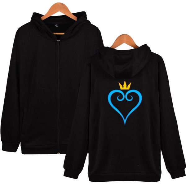 

men's hoodies & sweatshirts kingdom hearts zipper casual pullover sweatshirt clothes arrivals hip hop fashion winter men women, Black