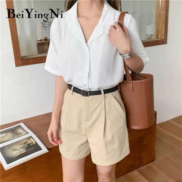 

summer blouses blusas womens solid color simple hipster shirts female white short sleeve girls preppy blusa 210506