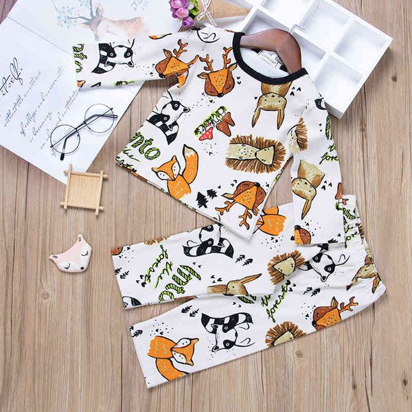 

autumn and winter 2021 new children home suit cartoon pajamas two piece k48, Blue;red