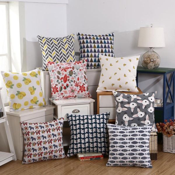 

cushion/decorative pillow cushion cover gift case simple linen cartoon sofa waist
