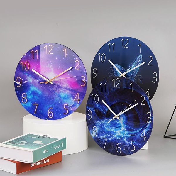 

wall clocks glass clock modern design landscape light luxury colorful art reloj pared decorativo living room bedroom home decor