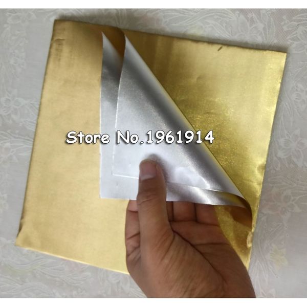 100 folhas 20 * 20cm ouro folha de alumínio de alumínio papel de chocolate papel de chocolate papel de embrulho de papel de embrulho 210323