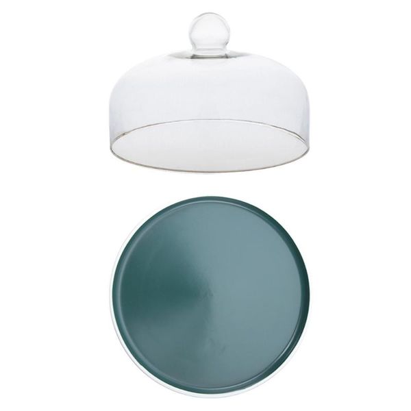 

dishes & plates 1 set of glass cover tray smooth cake serving western round plate