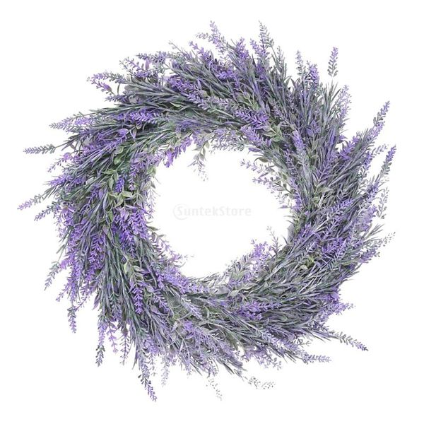 

decorative flowers & wreaths 18-inch large lavender wreath base flower farmhouse garland front door wall hanging for wedding home decor
