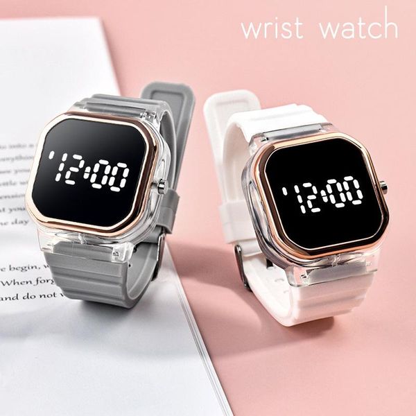 

wristwatches watch for women digital square watches sports electronic wrist fashion silicone female clock, Slivery;brown