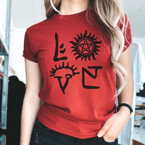 

women's t-shirt ulzzang print female summer tee shirt femme 2021 women tshirt love supernatural graphic t shirts, White