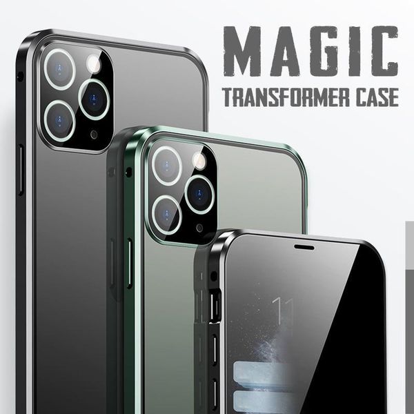 

full cover phone case for 11 xsmax metal frame all-inclusive lens anti-fall magnetic xr 11pro glass shell window stickers