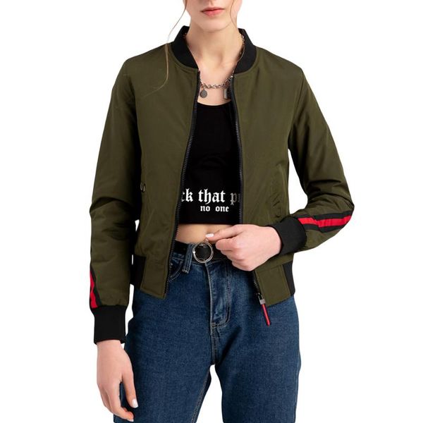 

women's jackets women army green slim fit spring jacket harajuku striped coat long-sleeved baseball womens, Black;brown