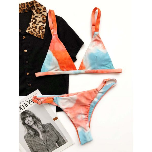 

new 2021 tie dye bikini women swimwear female swimsuit two-pieces bikini set brazilian bather bathing suit swim lady k2747