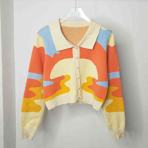 

women's knits & tees fashion shirt 2021 autumn thin lapel and fine color cardigan knitted or crocheted, White