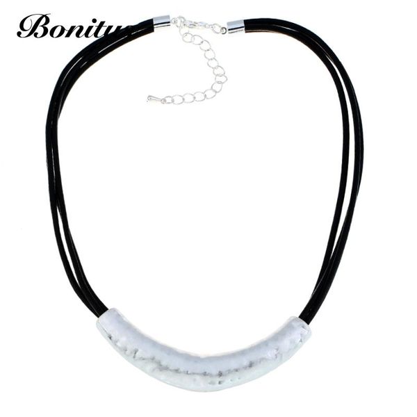 

[bonitus jewelry store] arrival fashion statement necklace choker leather women or girl 06n3287 chokers, Golden;silver