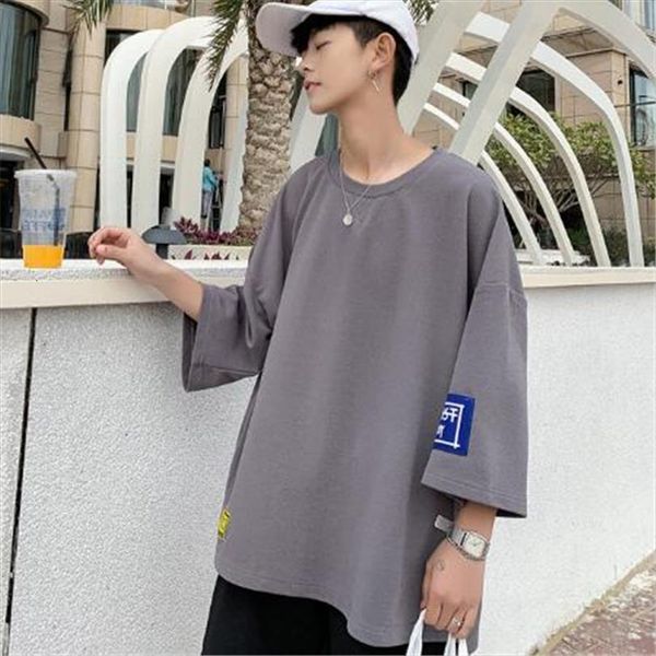 

summer seven point sleeves hong mens t shirt kong style large size short sleeved loose wholesale, White;black