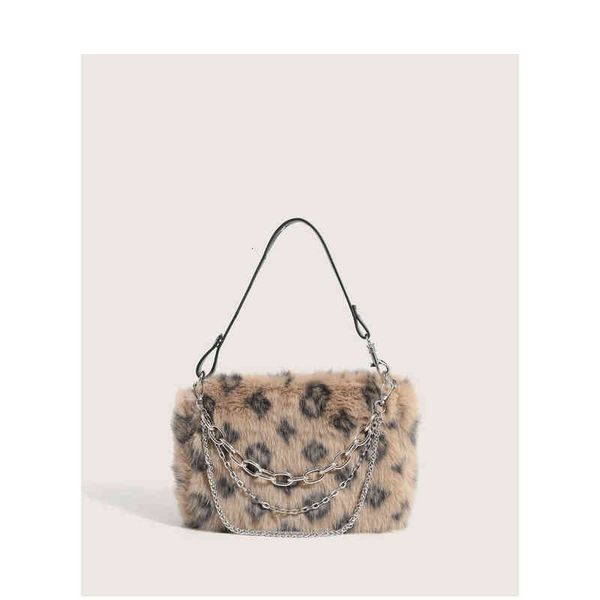 

handbag 2021 soft leopard chain plush female personality leisure armpit bag versatile one shoulder messenger fashion, Black;red