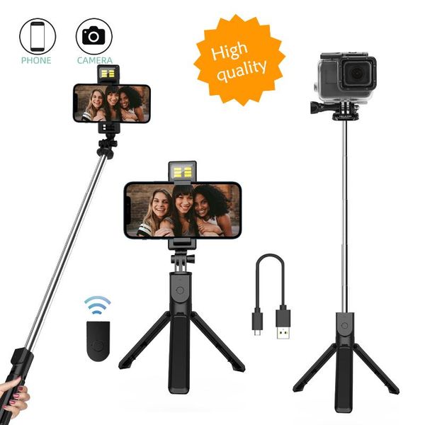 

selfie monopods wireless bluetooth stick with fill light tripod deskstand desk holder for /samsung/ios/android