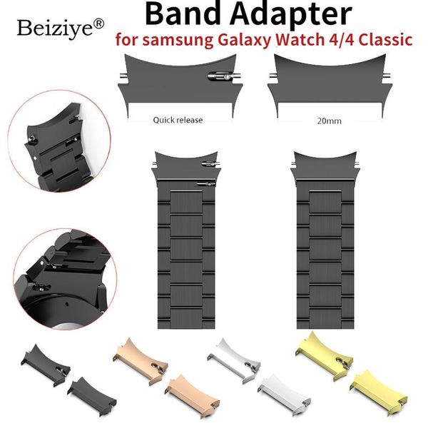 

watch bands no gaps metal adapter for samsung 4 classic 46mm 42mm strap stainless steel connector galaxy 44mm 40mm, Black;brown
