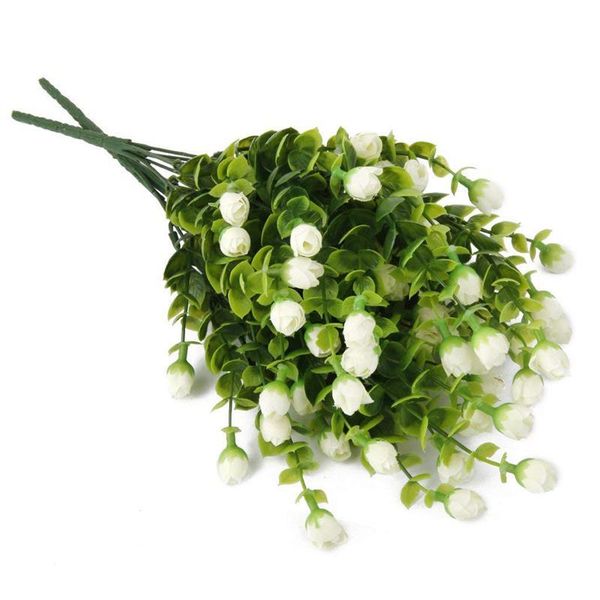 

decorative flowers & wreaths 2 bunches of 6-branch artificial eucalyptus plant home decor white