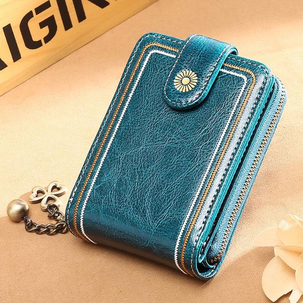 

card holders anti theft swiping bag women's 2021 sleeve leather multifunctional multi position cow clip, Brown;gray
