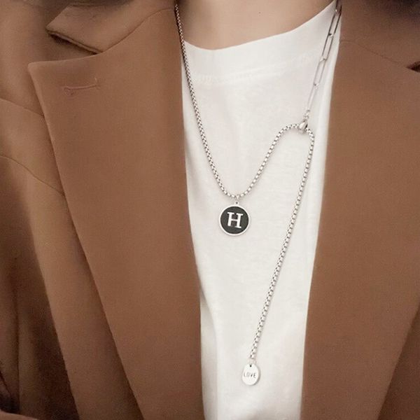 

personality fashion letter stainless steel long necklace designer sweater chian jewelry wholesale, Silver
