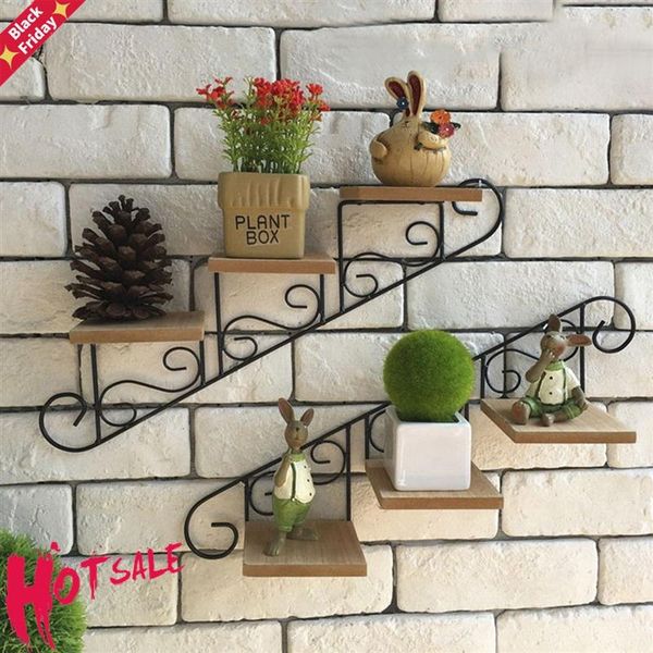 

retro staircase decorative frame wall decoration storage rack hanging flower shelf mount pot stand home decor other